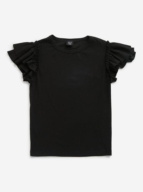 y&f kids by westside black knitted t-shirt