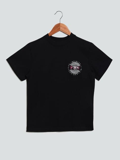 y&f kids by westside black printed t-shirt
