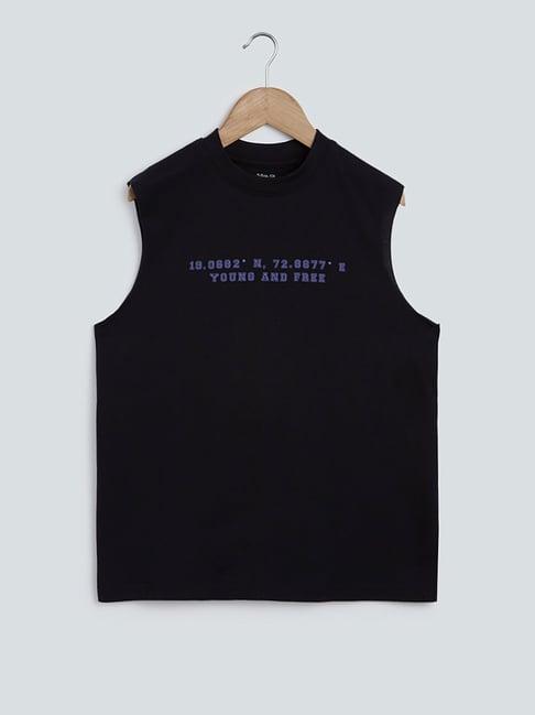 y&f kids by westside black text design t-shirt