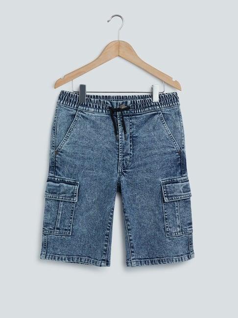 y&f kids by westside blue cargo-style shorts