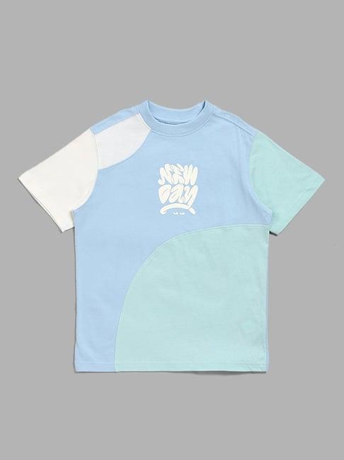 y&f kids by westside blue colo block t-shirt