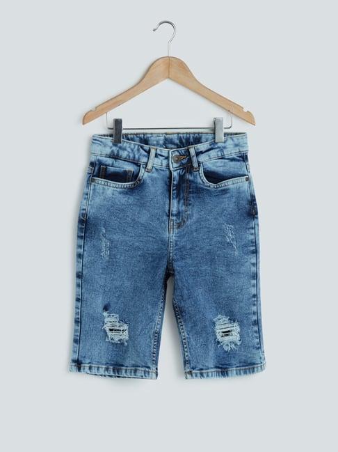y&f kids by westside blue distressed shorts