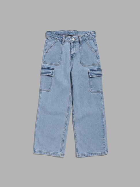 y&f kids by westside blue high rise cargo jeans