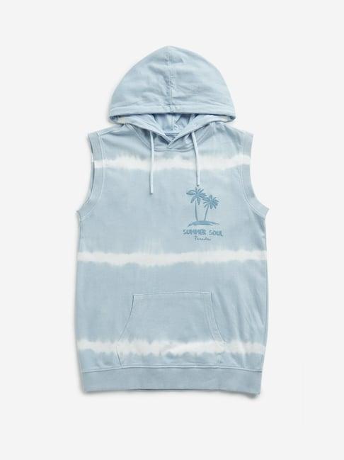 y&f kids by westside blue tie-dye hooded cotton t-shirt