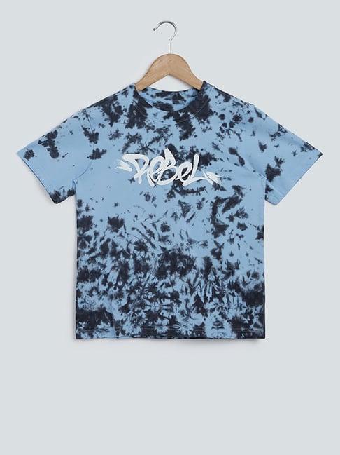y&f kids by westside blue tie dye printed t-shirt