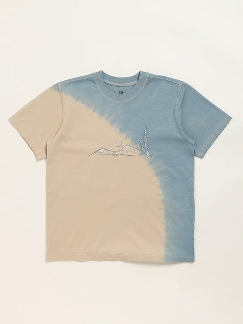 y&f kids by westside blue tie-dye printed t-shirt