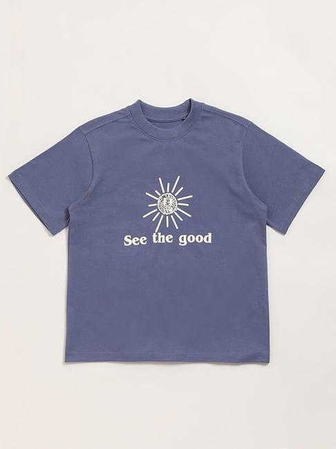 y&f kids by westside blue typographic printed t-shirt