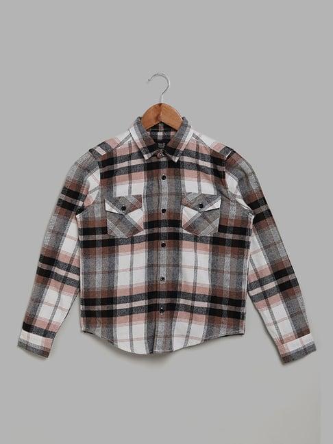 y&f kids by westside brown checked shirt