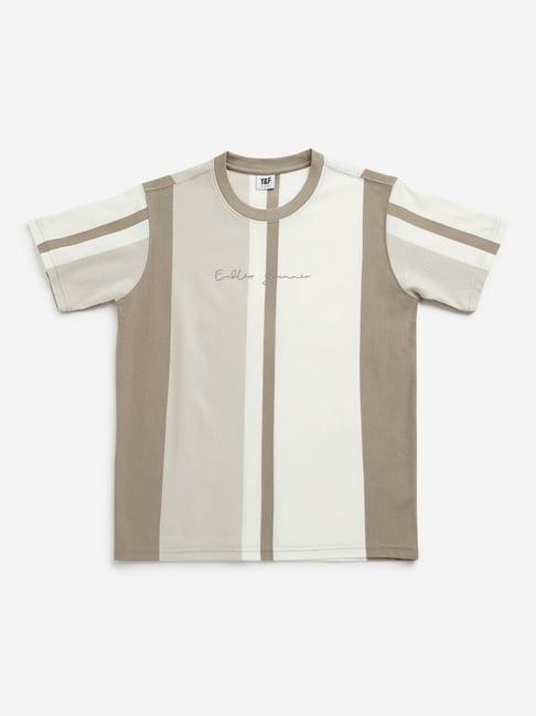 y&f kids by westside brown colour blocked t-shirt