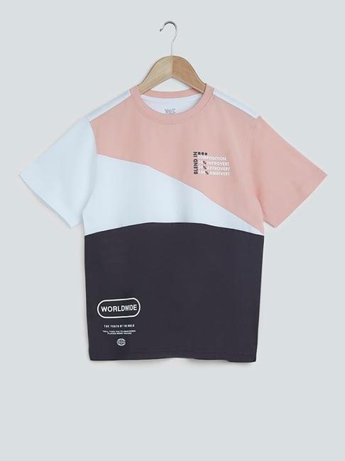 y&f kids by westside charcoal colour-block t-shirt