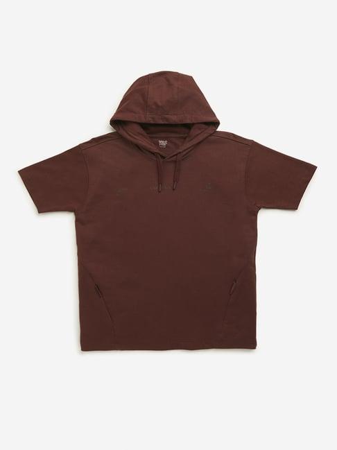 y&f kids by westside dark brown hooded t-shirt