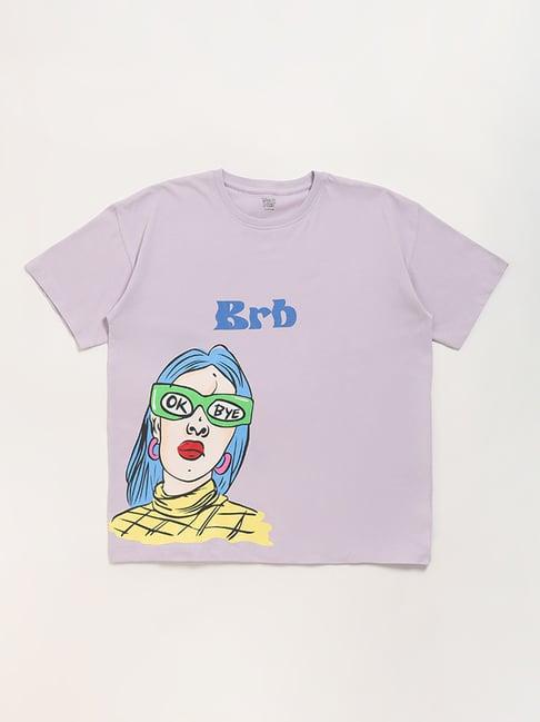 y&f kids by westside lavender printed t-shirt