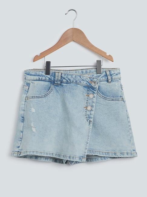 y&f kids by westside light blue denim skort