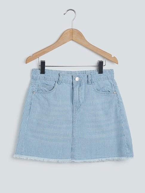 y&f kids by westside light blue striped skirt