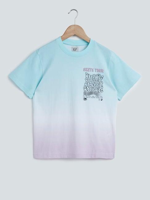 y&f kids by westside light blue text-patterned t-shirt