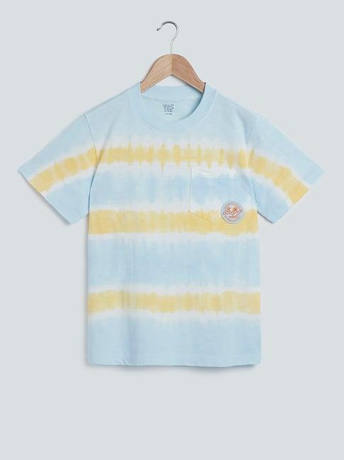 y&f kids by westside light blue tie-dye print t-shirt