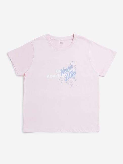 y&f kids by westside light pink text printed t-shirt