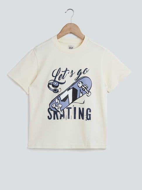 y&f kids by westside light yellow text-design t-shirt