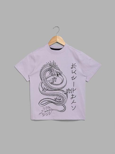 y&f kids by westside lilac dragon printed t-shirt