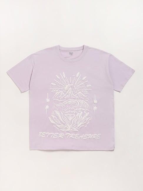 y&f kids by westside lilac embossed t-shirt