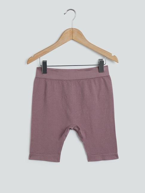 y&f kids by westside mauve ribbed bicycle shorts