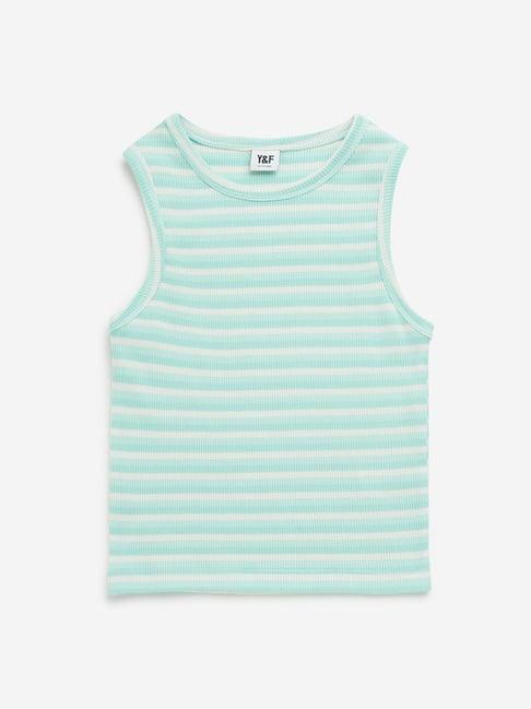 y&f kids by westside mint striped ribbed textured cotton top