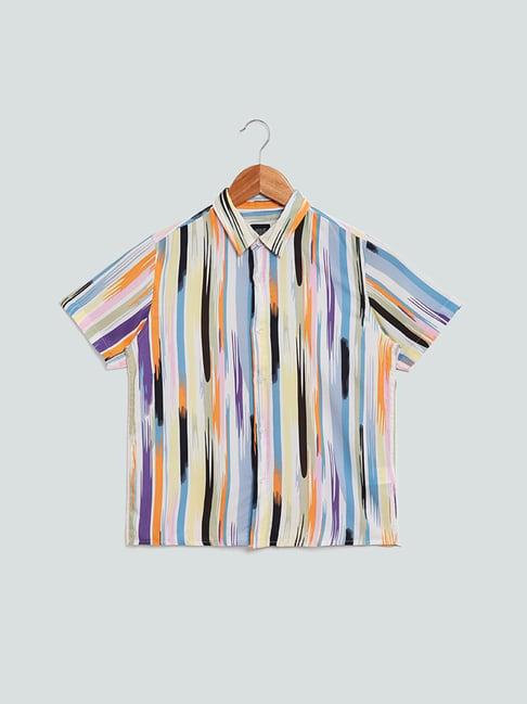 y&f kids by westside multicolored stroke striped resort fit shirt