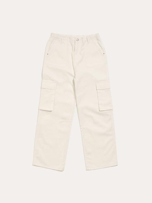 y&f kids by westside off-white cargo trousers