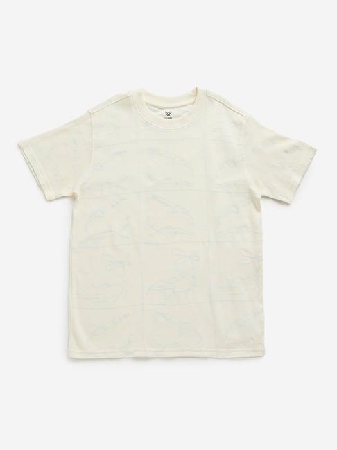 y&f kids by westside off-white knit-textured t-shirt