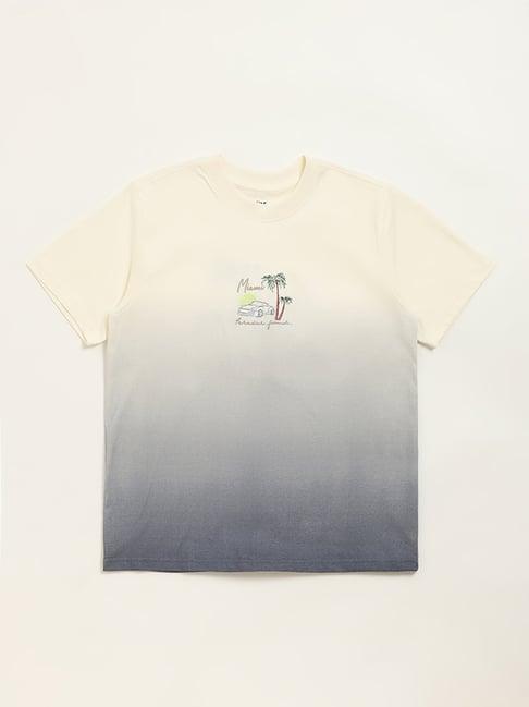 y&f kids by westside off-white ombre design t-shirt