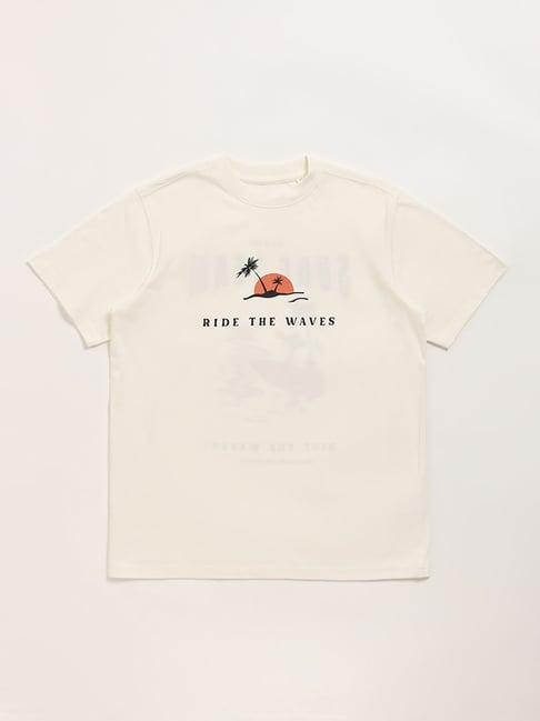 y&f kids by westside off-white printed t-shirt