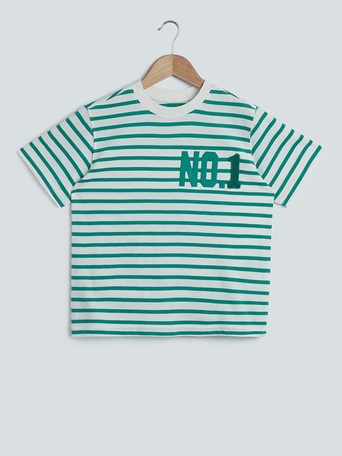 y&f kids by westside off-white striped t-shirt