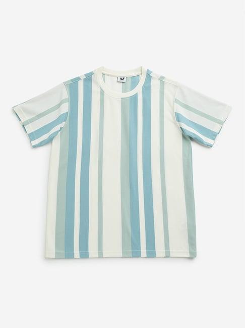 y&f kids by westside off-white striped t-shirt