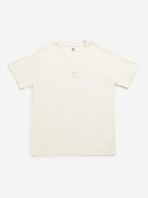 y&f kids by westside off-white text printed t-shirt