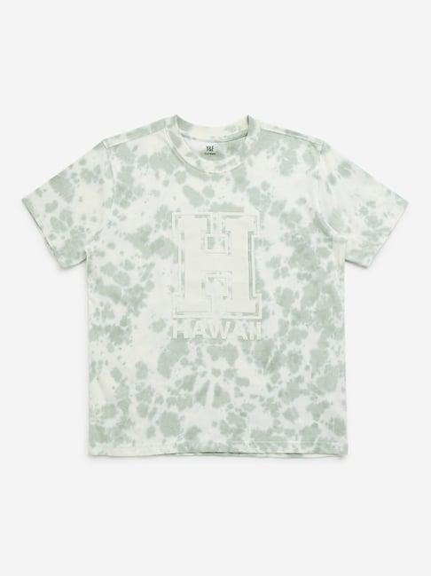 y&f kids by westside off-white tie-dye printed cotton t-shirt