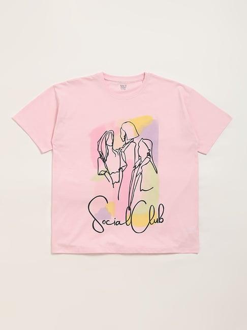 y&f kids by westside pink printed t-shirt