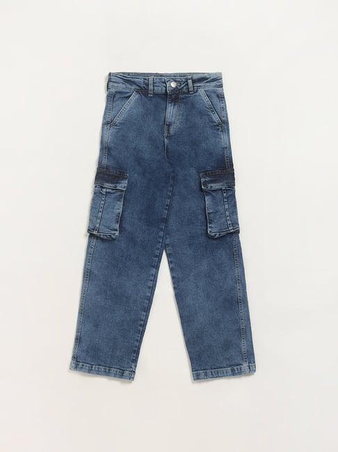 y&f kids by westside plain blue jeans