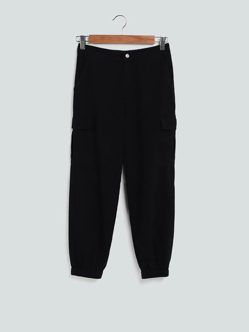 y&f kids by westside plain jenny black trousers