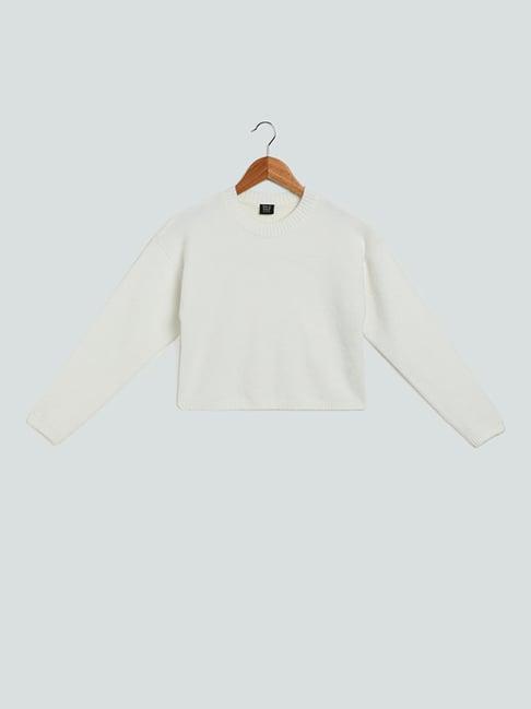 y&f kids by westside plain off white crew neck sweater