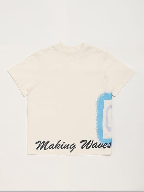 y&f kids by westside printed off white t-shirt