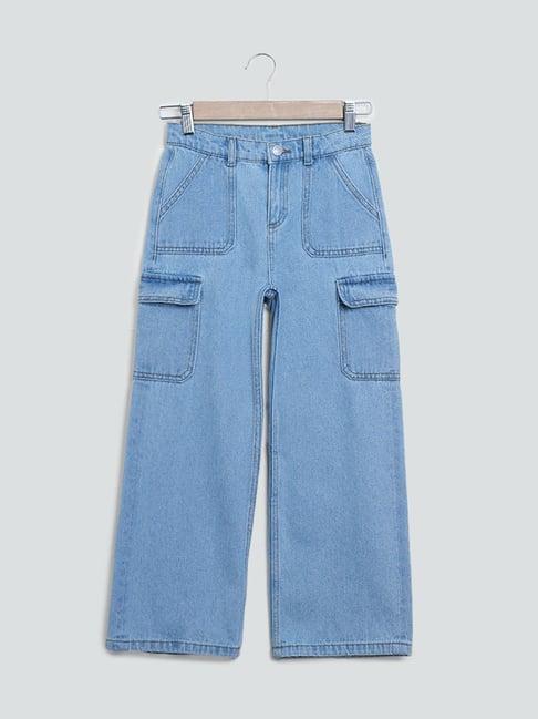 y&f kids by westside solid blue jeans