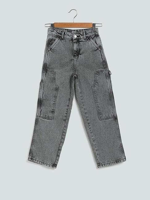 y&f kids by westside solid charcoal denim jeans