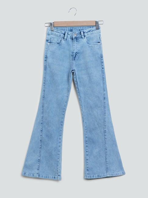 y&f kids by westside solid ice blue jeans