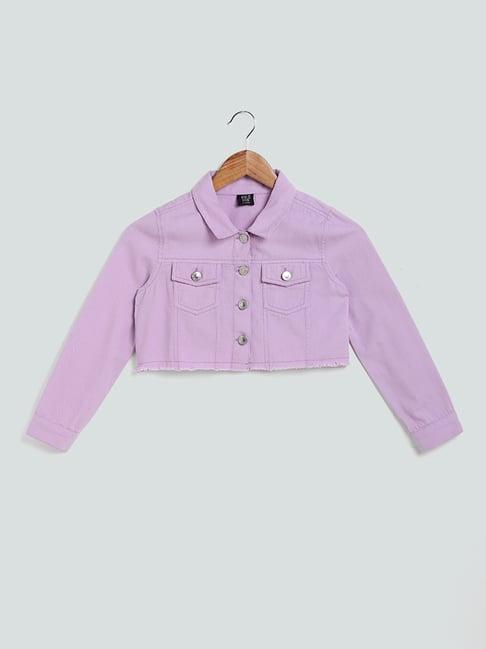 y&f kids by westside solid lilac denim jacket