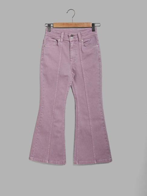y&f kids by westside solid lilac denim jeans