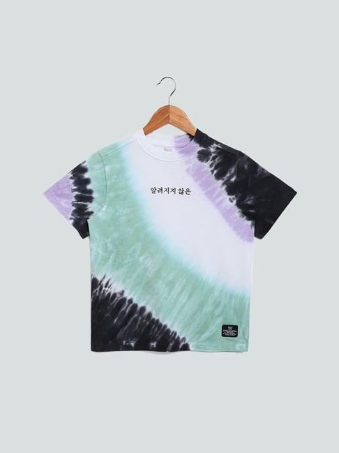 y&f kids by westside tie & dye multicolor crew neck t-shirt