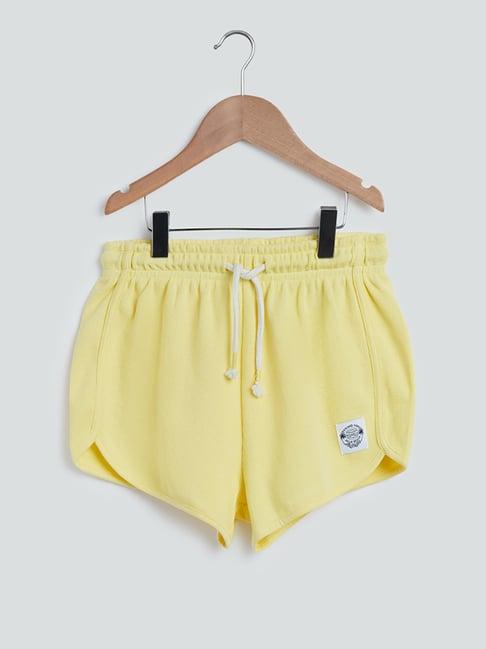y&f kids by westside yellow self-patterned shorts