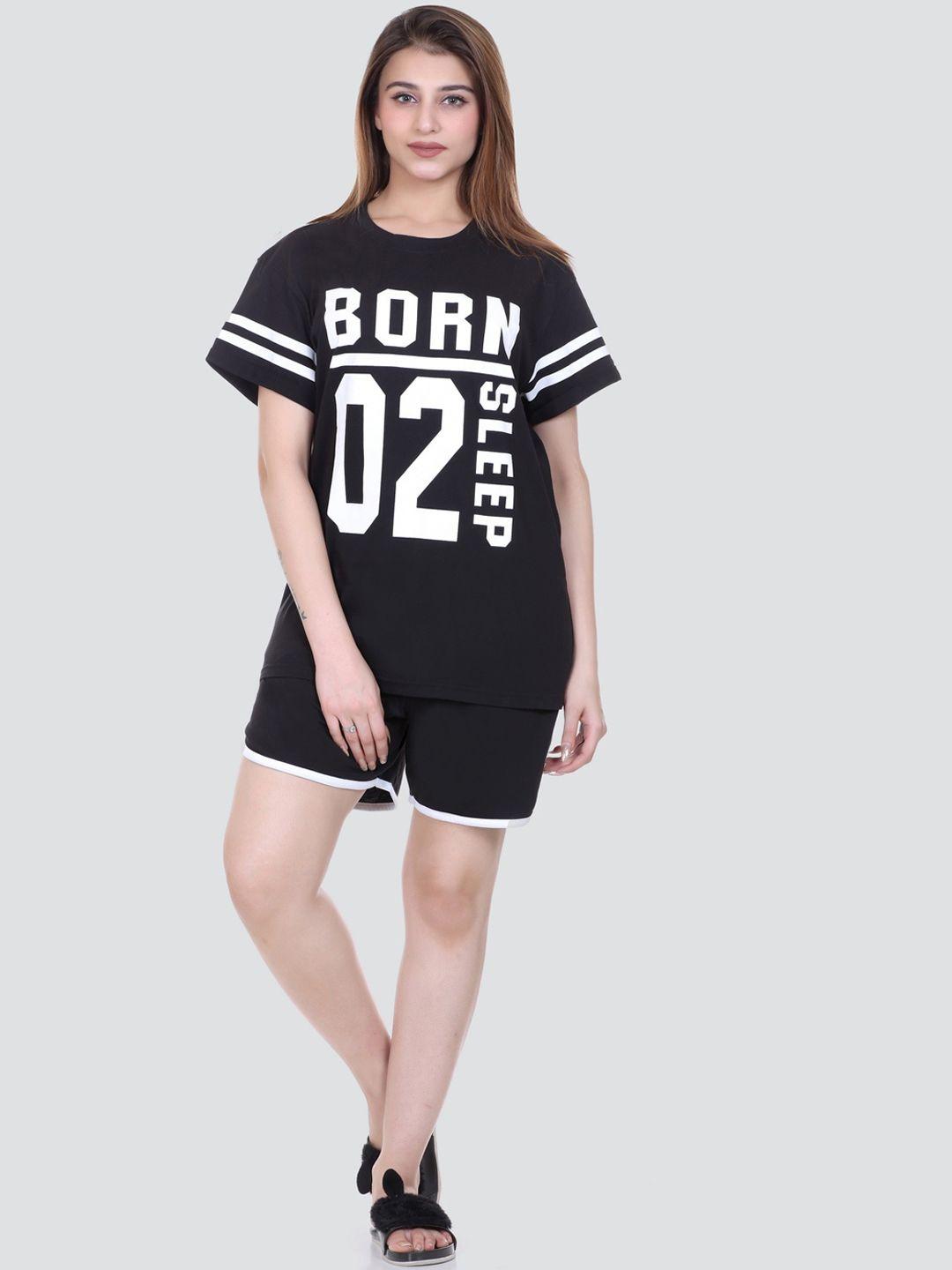 y&i typography printed night suit