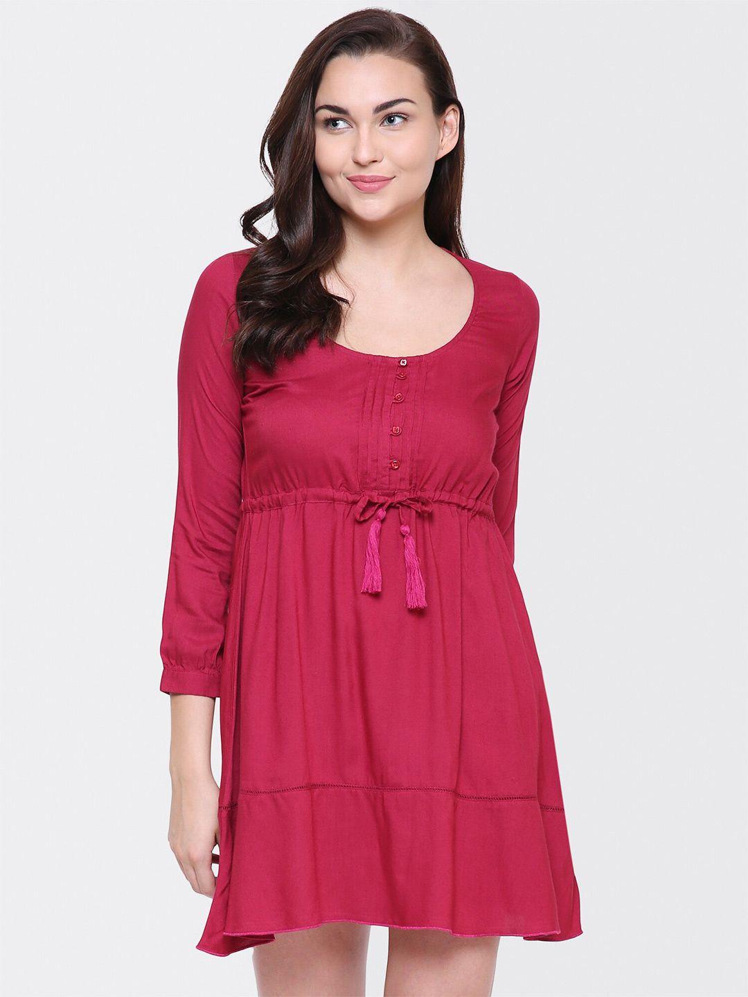 yaadleen magenta fit & flare dress