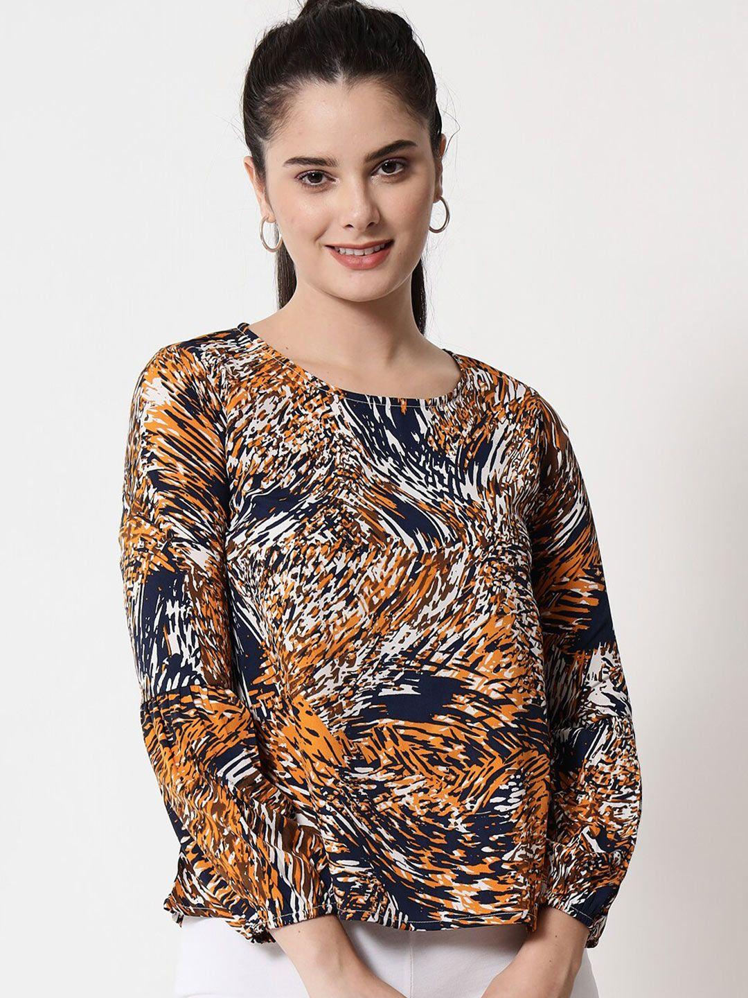 yaadleen multicoloured animal print crepe top